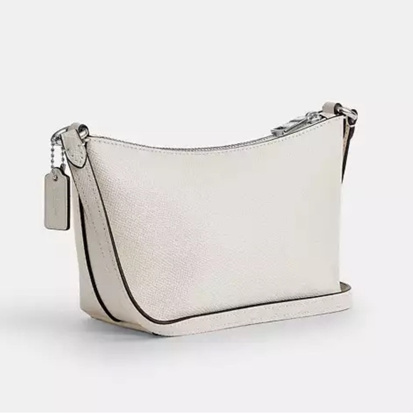 Coach CW336 Zip Top Crossbody Crossgrain Leather Small Handbag in Chalk & Silver - Picture 2 of 12
